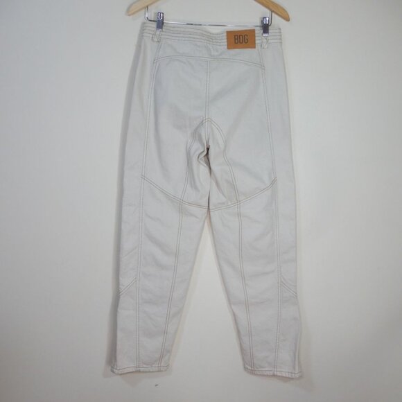 BDG Urban Outfitters Low Rise Tapered Moto Zipper JEANS Size 28 Ivory Denim NEW - Picture 7 of 13